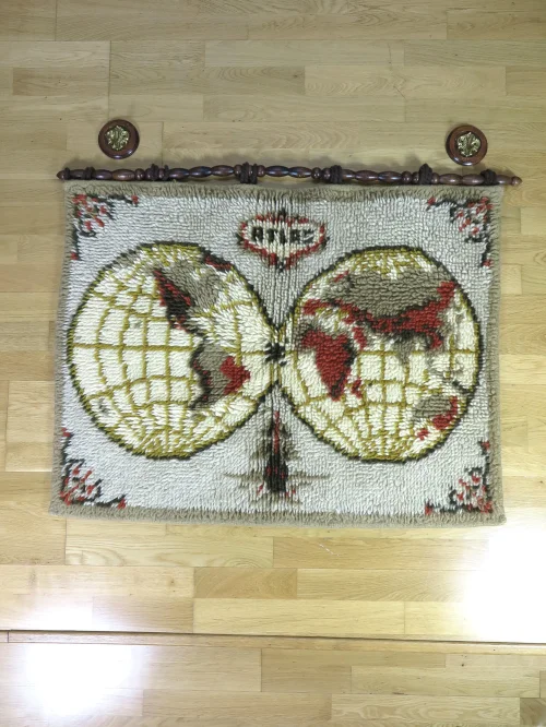 70er Knüpfteppich, Gobelin, Wandteppich