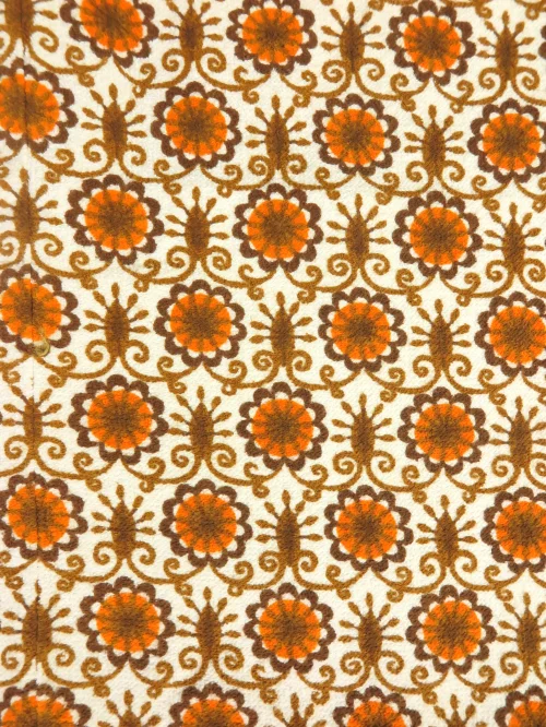 Bild 1 von 70er Vorhang Paar, Gardinen orange Blümchen, Frottegardine