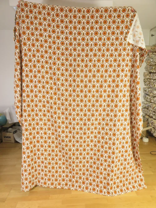 Bild 2 von 70er Vorhang Paar, Gardinen orange Blümchen, Frottegardine