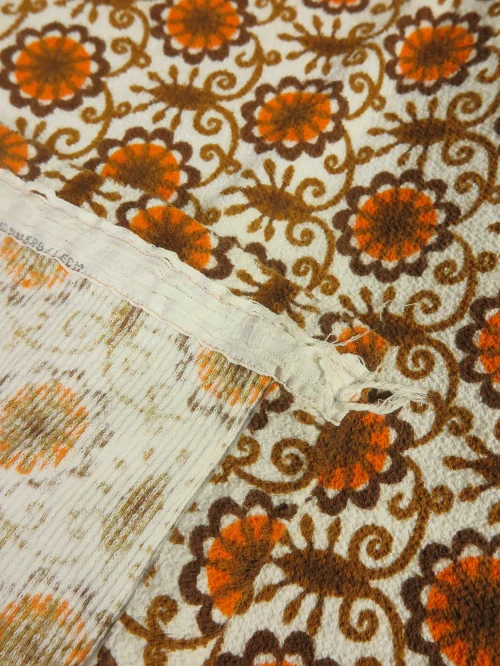Bild 5 von 70er Vorhang Paar, Gardinen orange Blümchen, Frottegardine