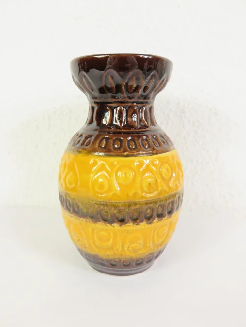 70er Keramik Vase Orange , Bay Keramik
