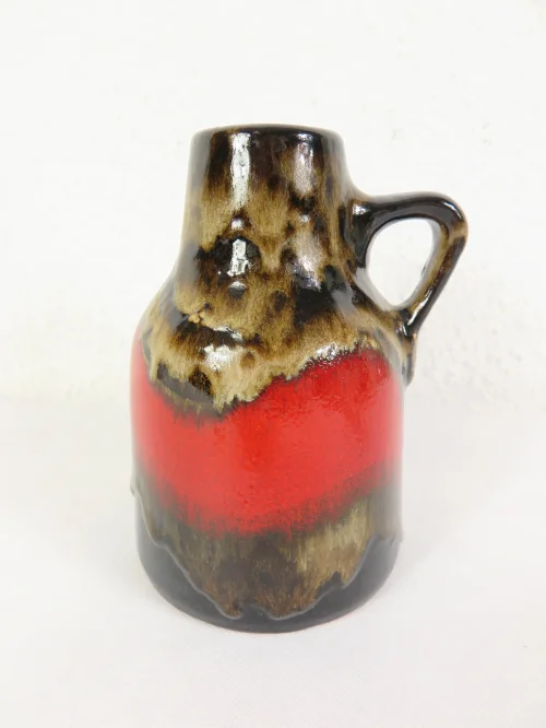 Bild 2 von 70er Henkelvase Rot, Lava Optik, Dümler und Breiden,