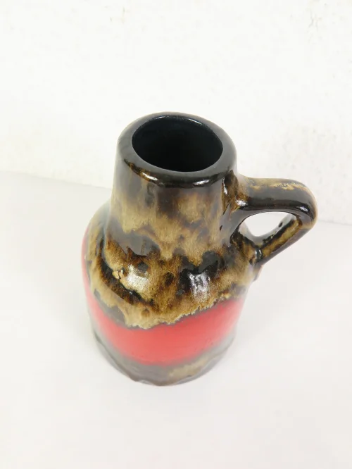 Bild 3 von 70er Henkelvase Rot, Lava Optik, Dümler und Breiden,
