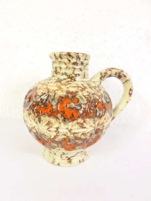 70er Henkelvase , Keramikvase, Orange