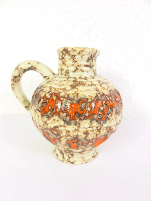 Bild 2 von 70s handle vase, ceramic vase, orange