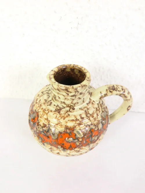 Bild 3 von 70s handle vase, ceramic vase, orange