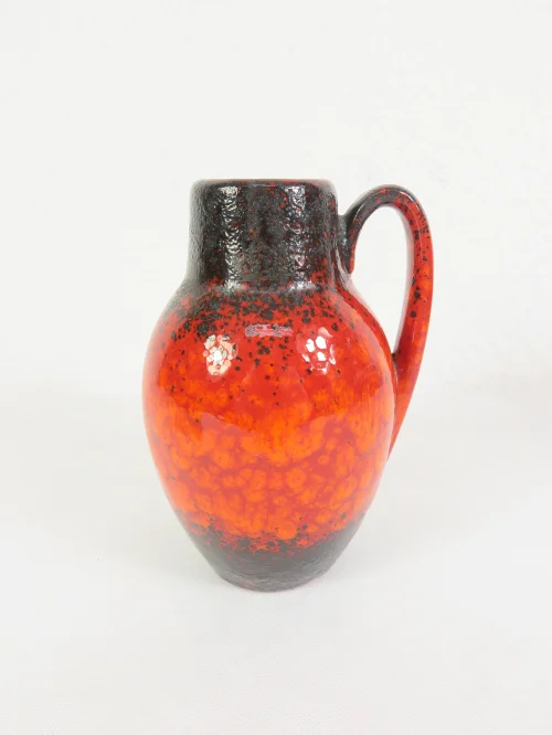 70er Henkelvase Rot + Orange