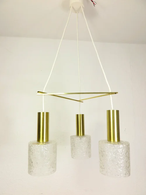 70er Hängelampe, Kaskadenlampe, Dekenlampe Glas