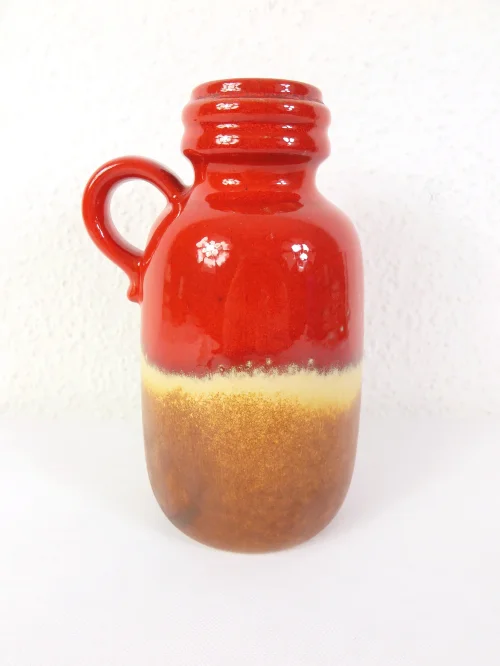 70er Vase Keramik Rot-Braun, Scheurich Vase