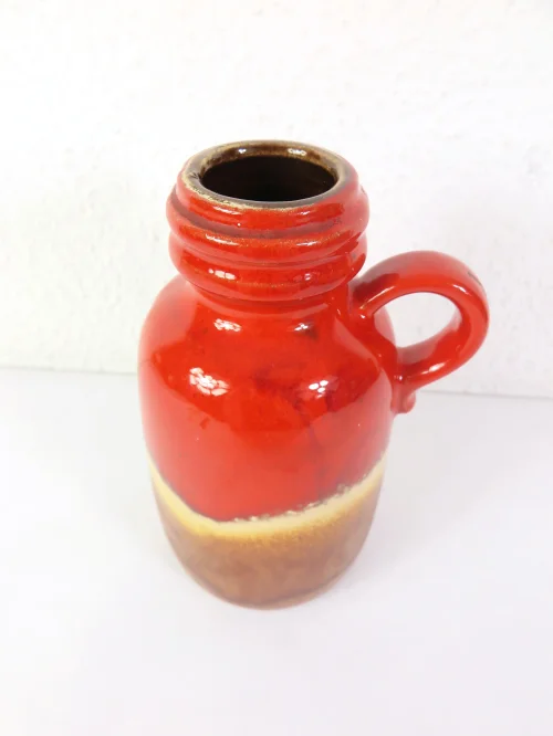 Bild 3 von 70er Vase Keramik Rot-Braun, Scheurich Vase