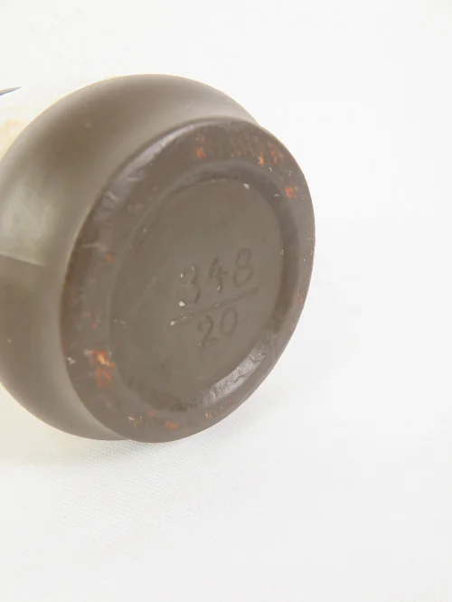 Bild 5 von 70er Kachel Vase, Dunkelbraun glasiert mit Henkel