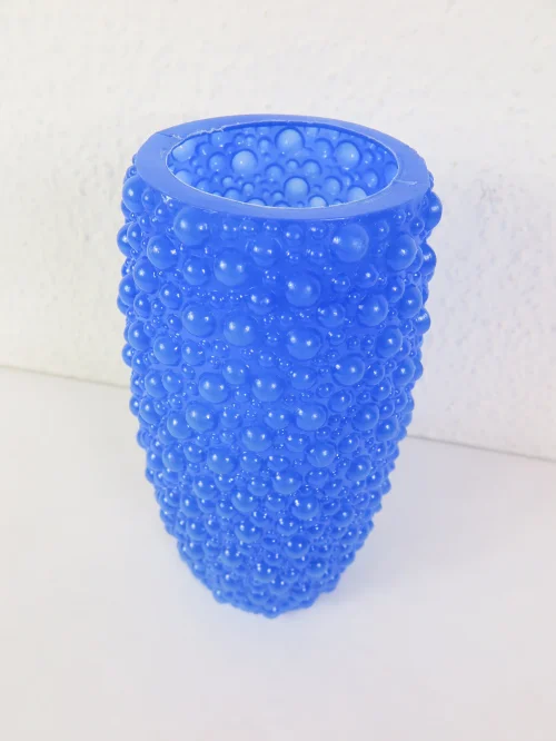Bild 2 von 70er Kunststoff Vase, Blau in Bubble Optik