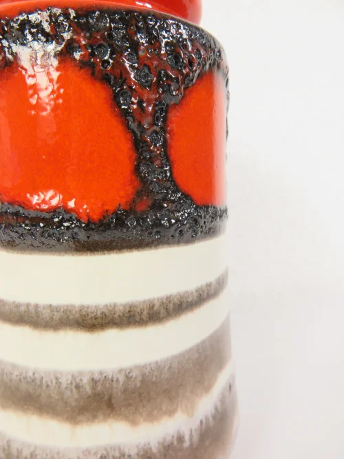 Bild 3 von 70er Vase Keramik, Orange, Lava Optik, West Germany, Scheurich Keramik