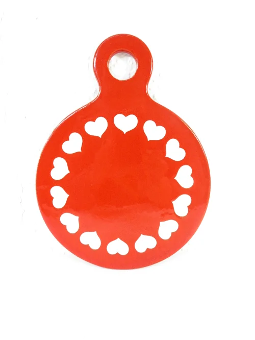 Bild 1 von 70er Käseteller, Käseplatte, leuchtendrot mit Herzchen