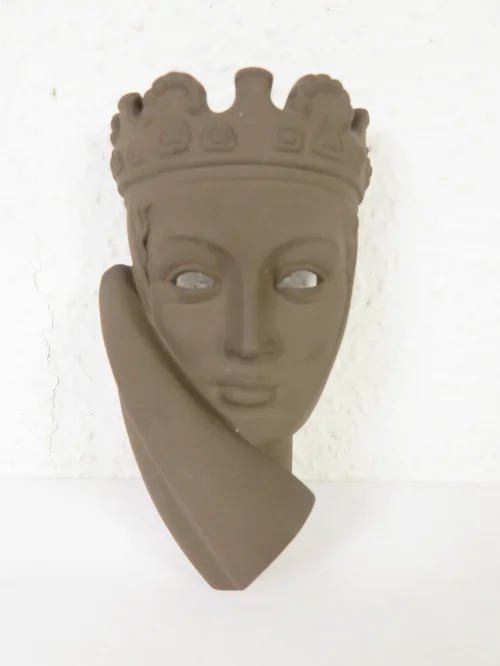 Bild 1 von 50er Terrakotta Wandmaske Uta von Naumburg, Karlsruher Majolika