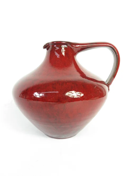 70er Vase Keramik Rot, Elly und Wilchelm Kuch