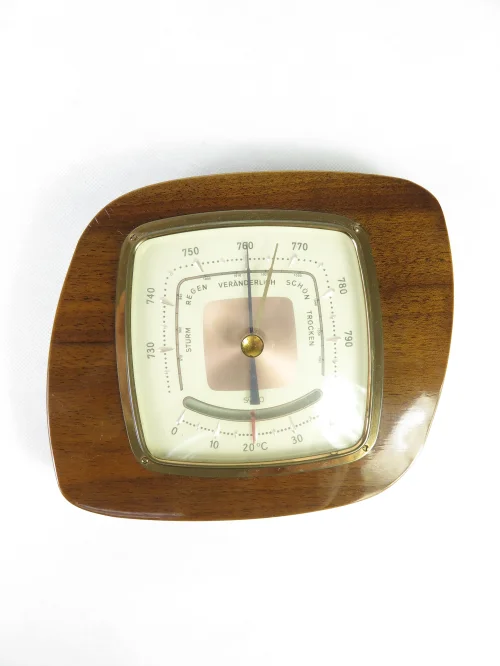 Bild 1 von 50er Barometer mit Thermometer, echtes Holz