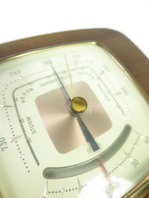 Bild 3 von 50er Barometer mit Thermometer, echtes Holz