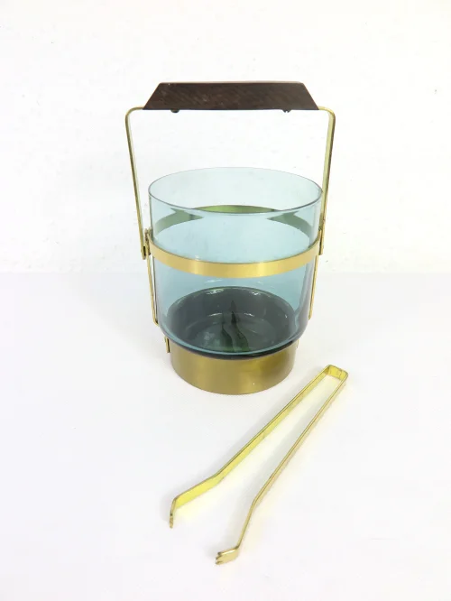 Bild 1 von 60er Eiskühler mit Eis Zange, Rauchglas