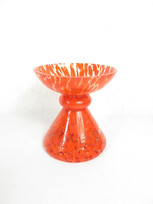 Bild 1 von 70er Glasvase Orange/Hellrot, Muranoglas Vase, Kerzenleuchter
