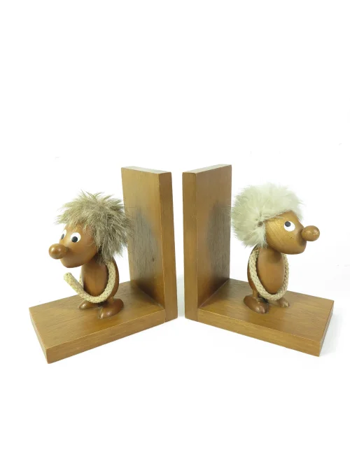 60er Teak Troll Figur als Buchstütze von Giola