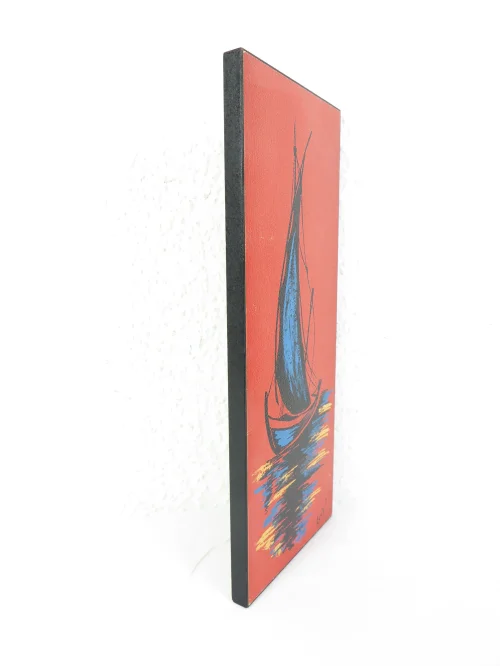 Bild 2 von 50er Holzbild. lackiert, Segelschiff