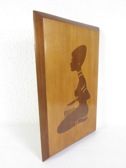 Bild 2 von 50er Holzbild , Intarsienbild schwarze Frau