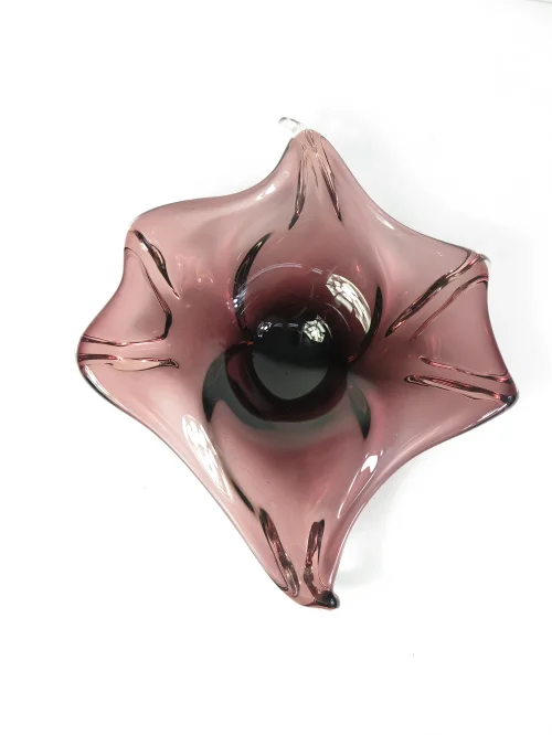 Bild 2 von 60er Muranoglas Schale, Aubergine Farben