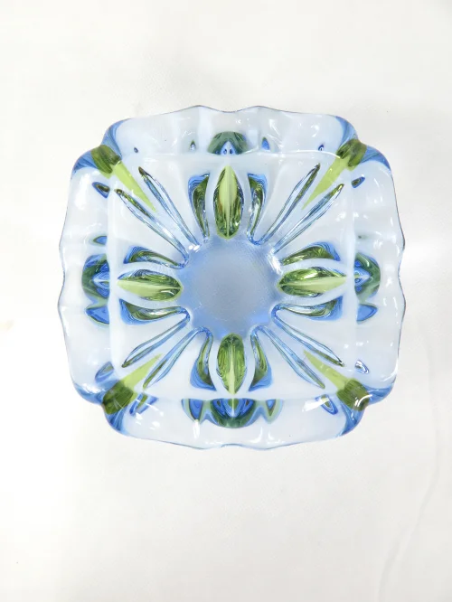 Bild 2 von 60er Glasaschebecher Blau Gelb, Muranoglas?