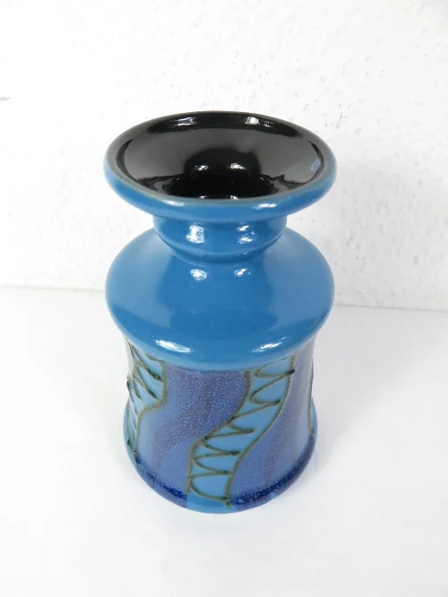 Bild 2 von 70er Strehla Vase, Keramikvase Blau