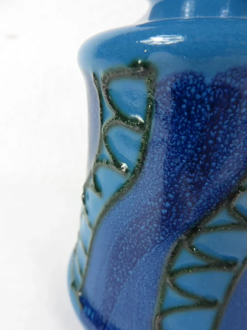 Bild 3 von 70er Strehla Vase, Keramikvase Blau