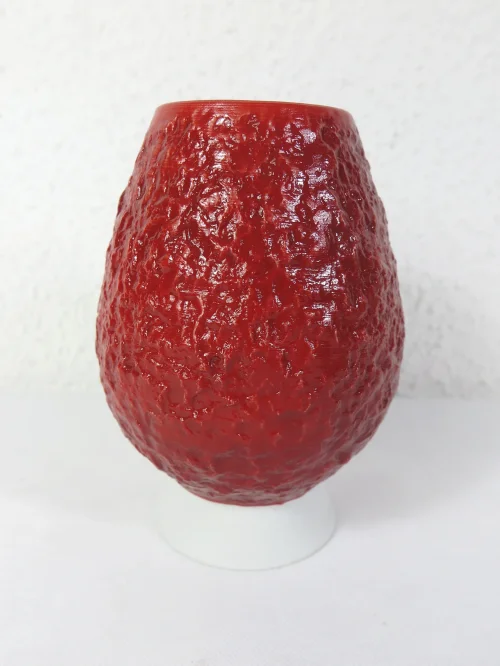 70er Porzellan Vase rot, Rojal KM Bavaria