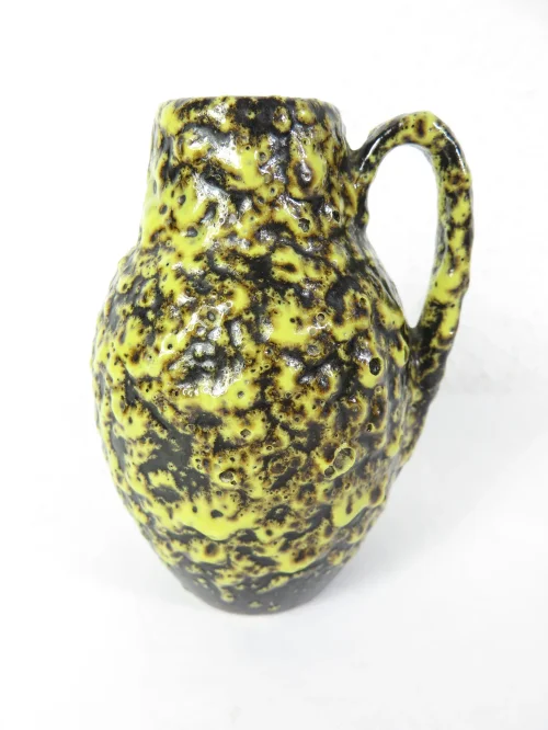 Bild 2 von 50er Keramikvase gelb-schwarz, Lavaoptik, Fat Lava