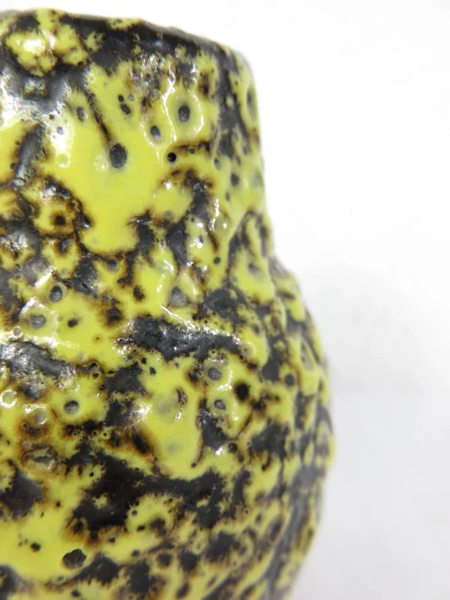 Bild 4 von 50er Keramikvase gelb-schwarz, Lavaoptik, Fat Lava