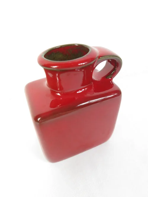 Bild 2 von 70er Henkelvase rot, Vase Keramik, Gräflich Orthenburg