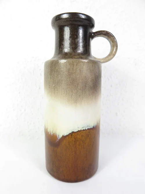 Bild 2 von 70er Keramik Vase, Scheurich Braun, Henkelvase