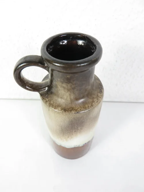 Bild 3 von 70er Keramik Vase, Scheurich Braun, Henkelvase