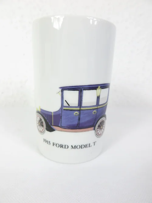 80er Oldtimer Vase, 1915 Ford Model T, Porzellan Thomas, Stiftebecher