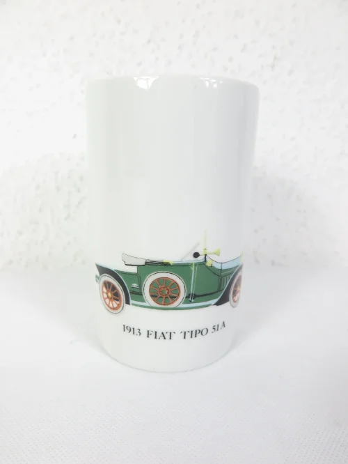 80er Oldtimer Vase, 1913 Fiat Tipo 51 A , Porzellan Thomas, Stiftebecher