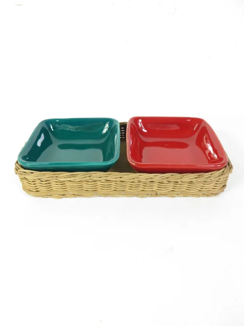 60s cabaret bowls in a square basket