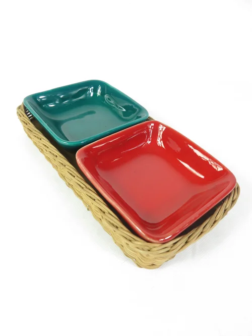 Bild 2 von 60s cabaret bowls in a square basket
