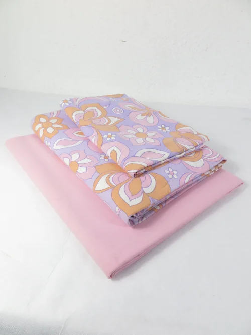70s bed linen, purple/orange with sheet