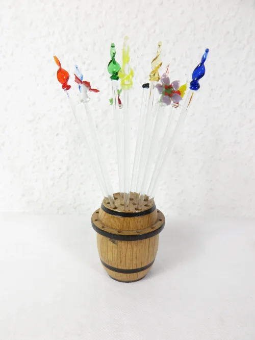 50s Murano glass, glass punch skewers