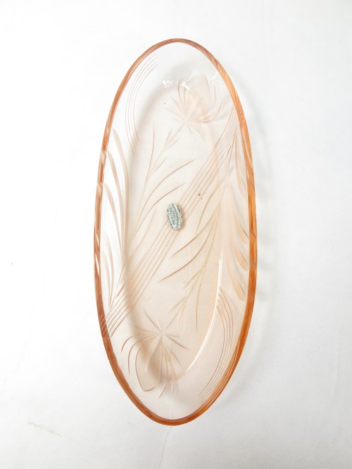 Bild 2 von 30er Kosmetik Schale Oval, rosa Rachglas geschliffen