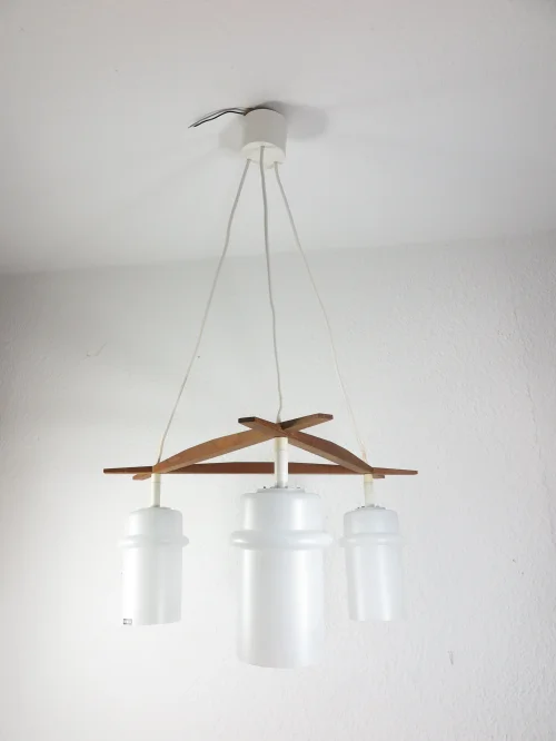 70s wicker lamp, 3-piece wicker lamp
