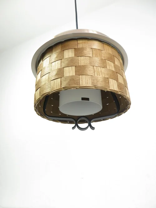 Bild 2 von 70er Korblampe, Kupferlampe, Schmiedeeiserne Lampe