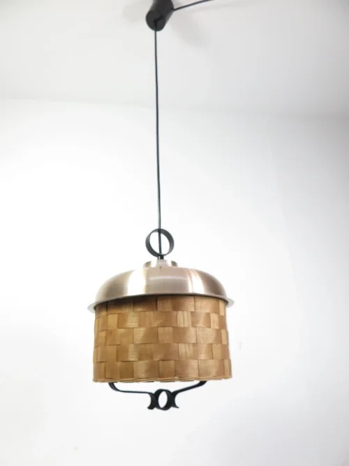 Bild 4 von 70er Korblampe, Kupferlampe, Schmiedeeiserne Lampe