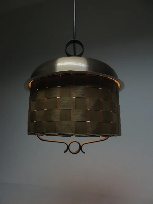 Bild 6 von 70er Korblampe, Kupferlampe, Schmiedeeiserne Lampe