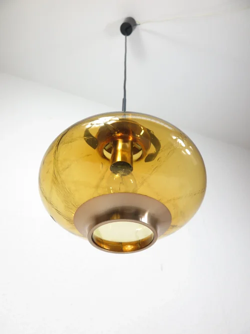 Bild 3 von 70er Muranoglas Doria Lampe, Deckenlampe, Rauchglaslampe