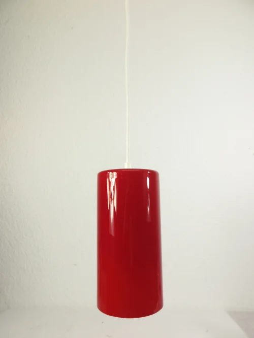 Bild 2 von 70er Glaslampe Rot , Überfangglas, Deckenlampe